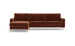 Symfoni sofa med chaiselong - Smalt armlæn - Adore velour - Copper - Venstrevendt