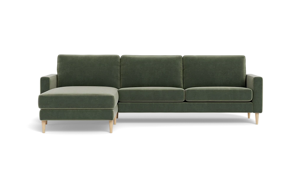 Symfoni sofa med chaiselong - Smalt armlæn - Adore velour - Hunter - Venstrevendt