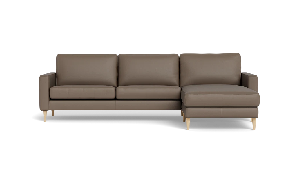 Symfoni sofa med chaiselong - Smalt armlæn - Soleda læder - Muskat - Højrevendt