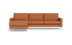 Symfoni sofa med chaiselong - Smalt armlæn - Rebel stof - Cognac - Venstrevendt