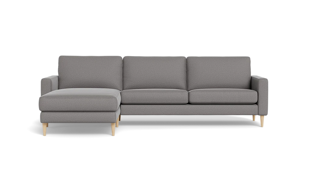 Symfoni sofa med chaiselong - Smalt armlæn - Oakland stof - Stone - Venstrevendt