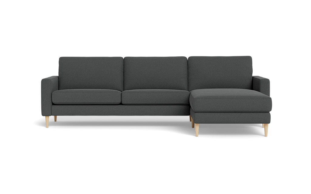 Symfoni sofa med chaiselong - Smalt armlæn - Bloq stof - Grey - Højrevendt