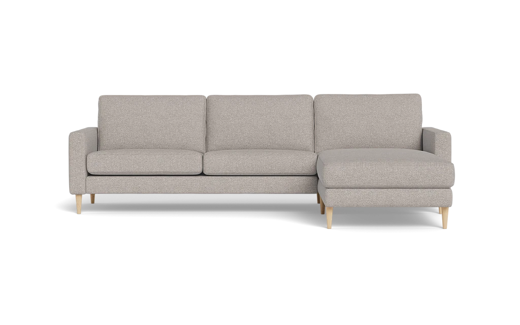 Symfoni sofa med chaiselong - Smalt armlæn - Chronotex stof - Light Grey - Højrevendt