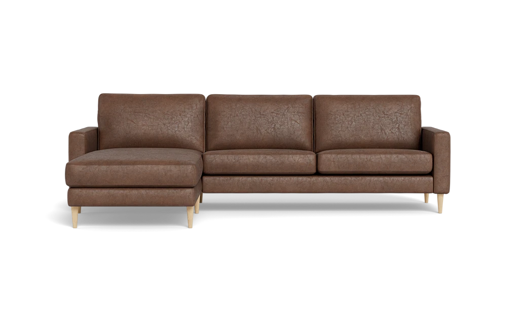 Symfoni sofa med chaiselong - Smalt armlæn - Kentucky stof - Brown - Venstrevendt