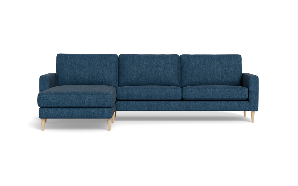 Symfoni sofa med chaiselong - Smalt armlæn - Vila stof - Dark Blue - Venstrevendt