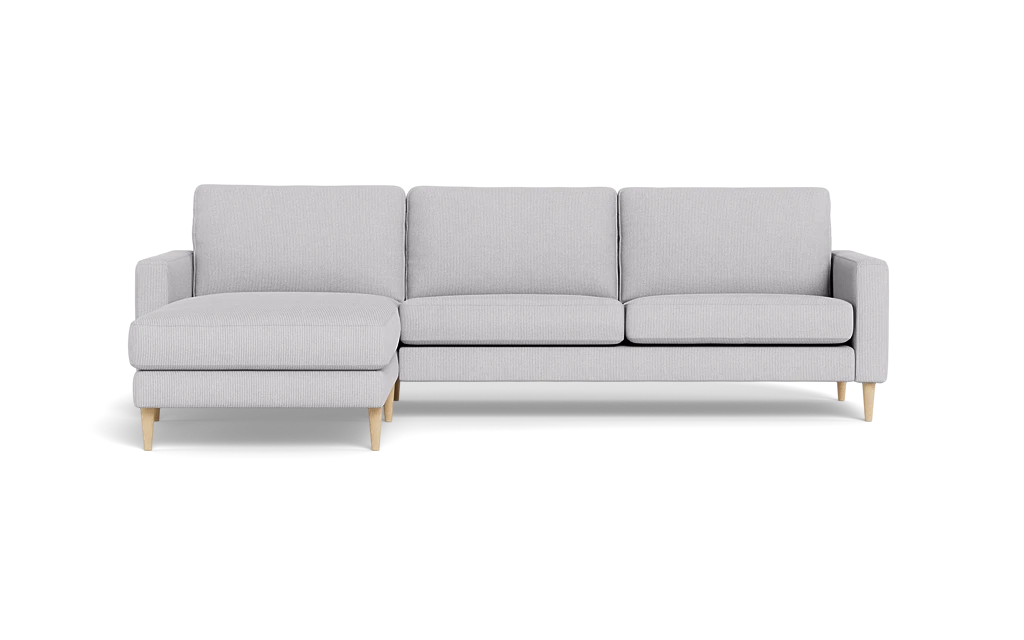 Symfoni sofa med chaiselong - Smalt armlæn - Rebel stof - Light Grey - Venstrevendt