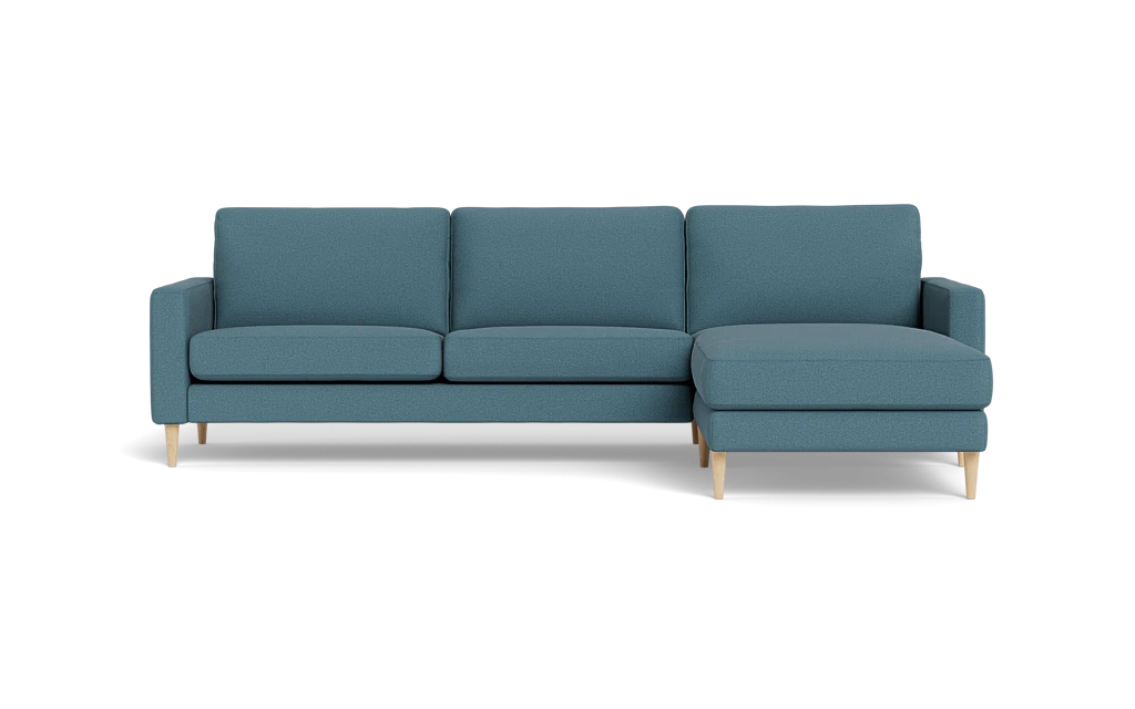 Symfoni sofa med chaiselong - Smalt armlæn - New Ocean stof - Dark turquise - Højrevendt