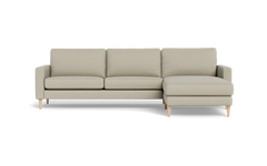 Symfoni sofa med chaiselong - Smalt armlæn - Idaho stof - Beige - Højrevendt