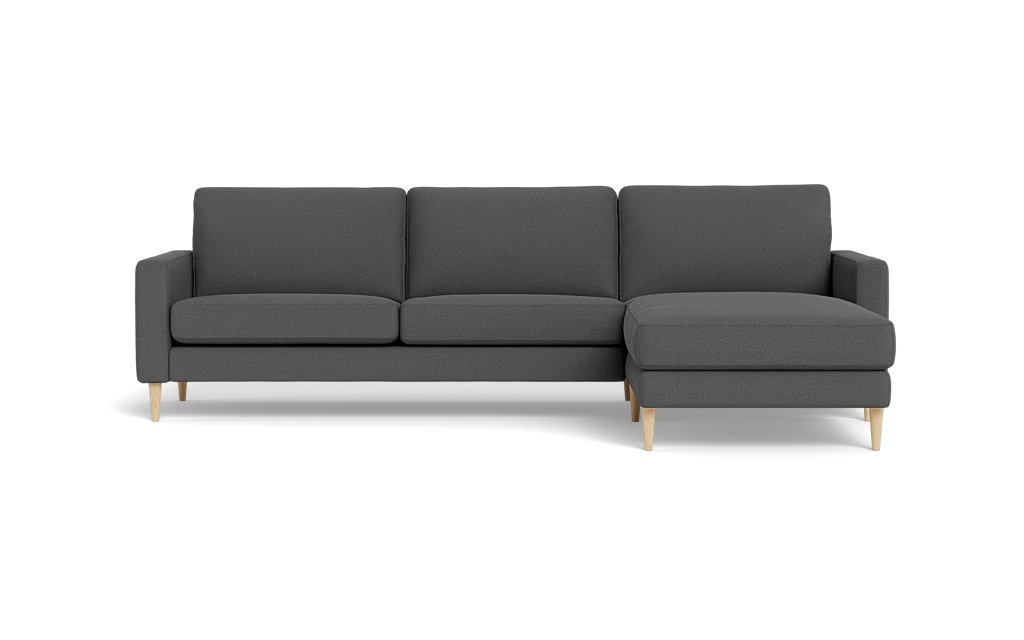 Symfoni sofa med chaiselong - Smalt armlæn - New Ocean stof - Graphite - Højrevendt