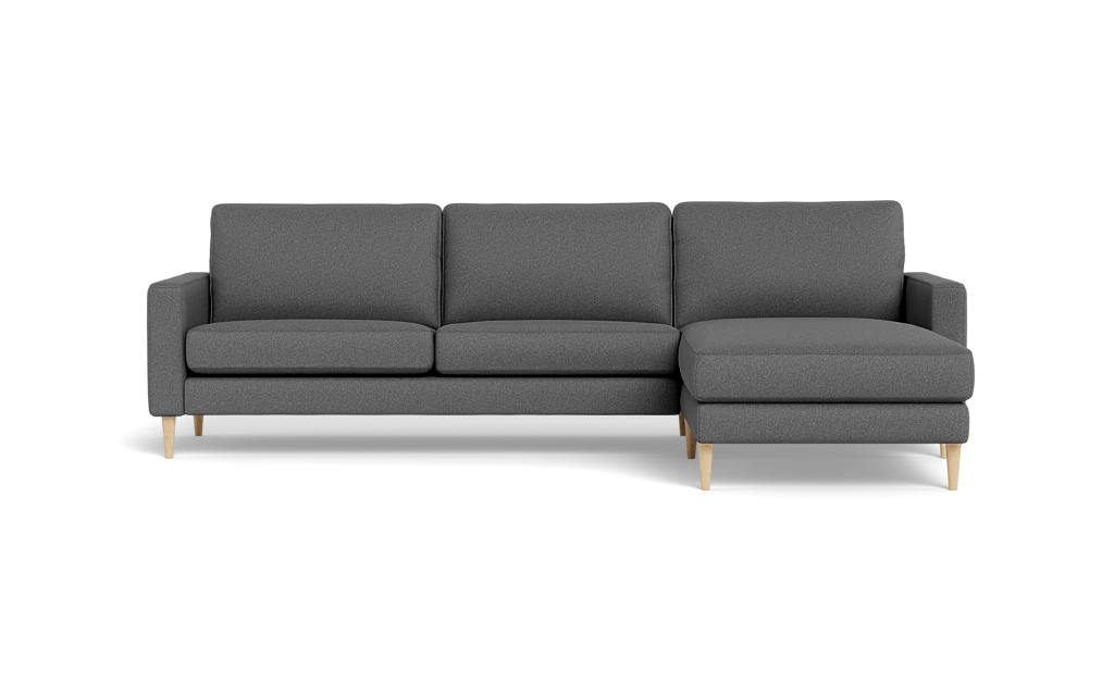 Symfoni sofa med chaiselong - Smalt armlæn - Idaho stof - Antracite - Højrevendt