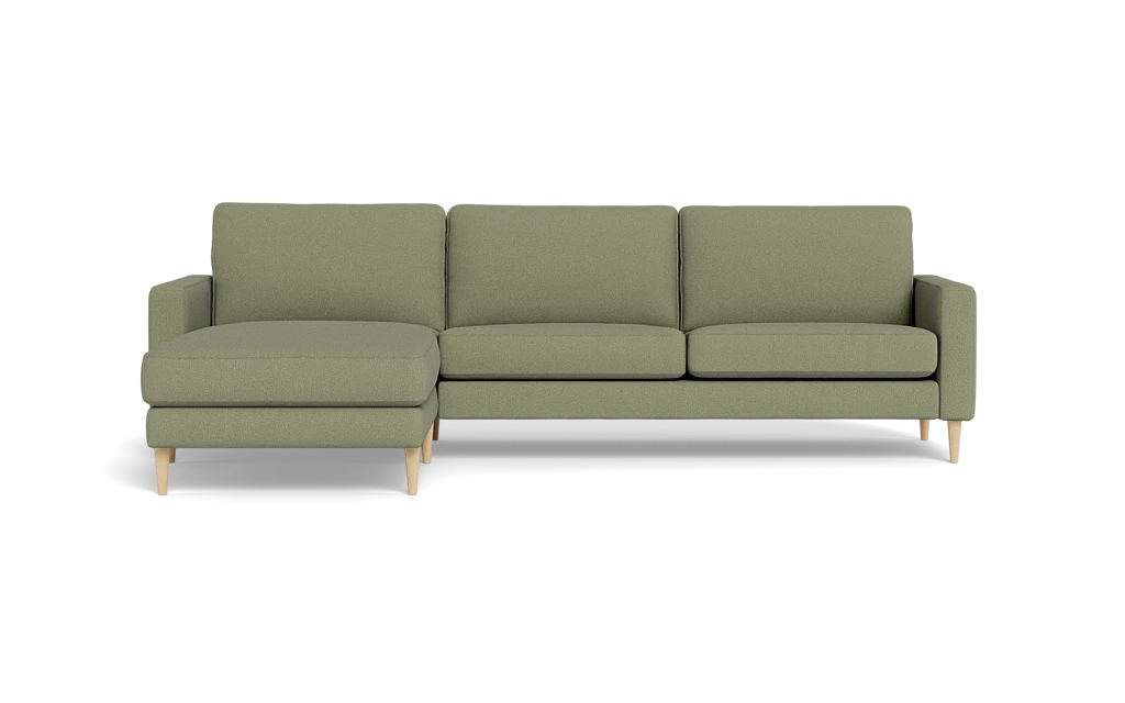 Symfoni sofa med chaiselong - Smalt armlæn - Bloq stof - Eucalyptus - Venstrevendt