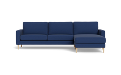 Symfoni sofa med chaiselong - Smalt armlæn - New Ocean stof - Dark blue - Højrevendt
