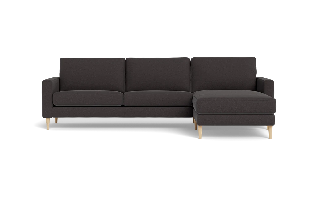 Symfoni sofa med chaiselong - Smalt armlæn - Bloq stof - Antracite - Højrevendt