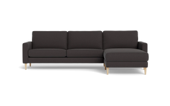 Symfoni sofa med chaiselong - Smalt armlæn - Bloq stof - Antracite - Højrevendt