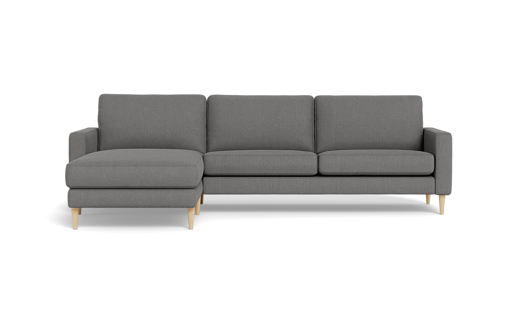 Symfoni sofa med chaiselong - Smalt armlæn - Rebel stof - Anthracite - Venstrevendt