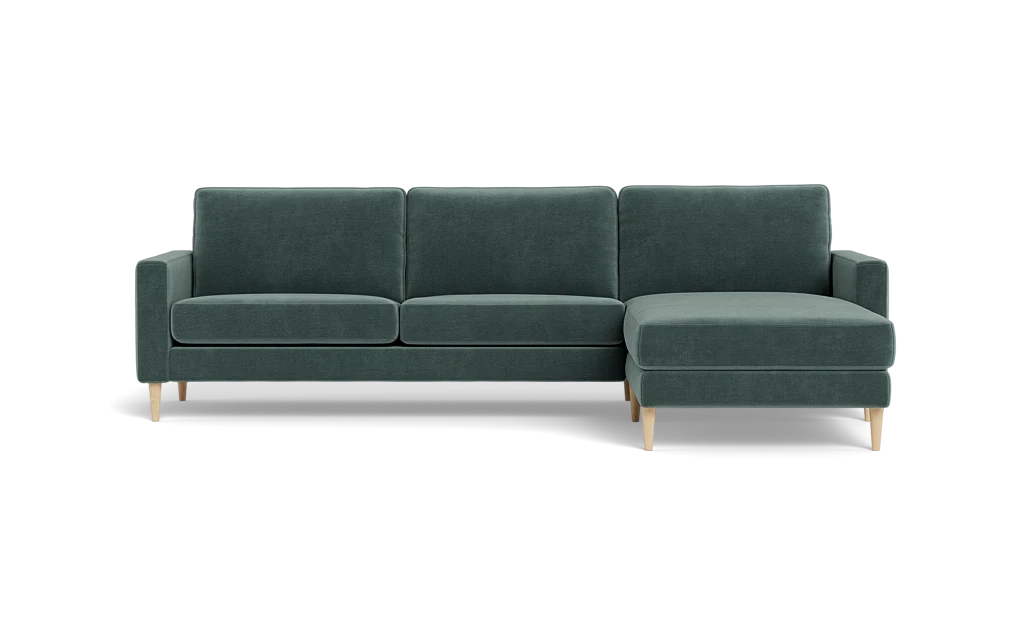 Symfoni sofa med chaiselong - Smalt armlæn - Adore velour - Niagara - Højrevendt
