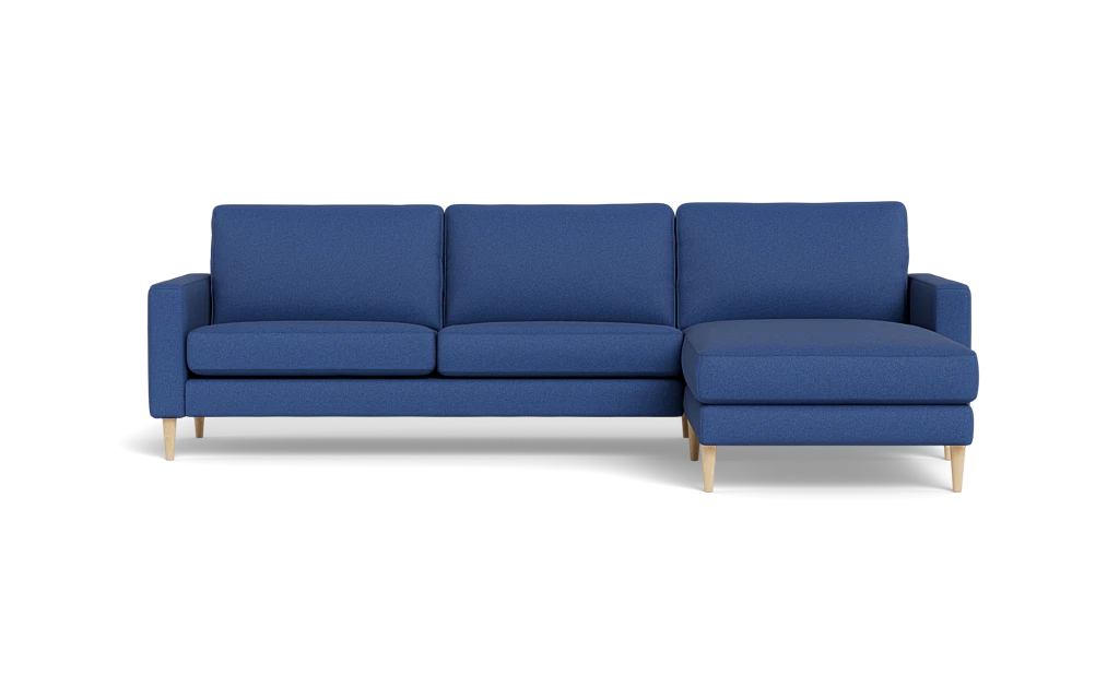 Symfoni sofa med chaiselong - Smalt armlæn - Idaho stof - Blue - Højrevendt