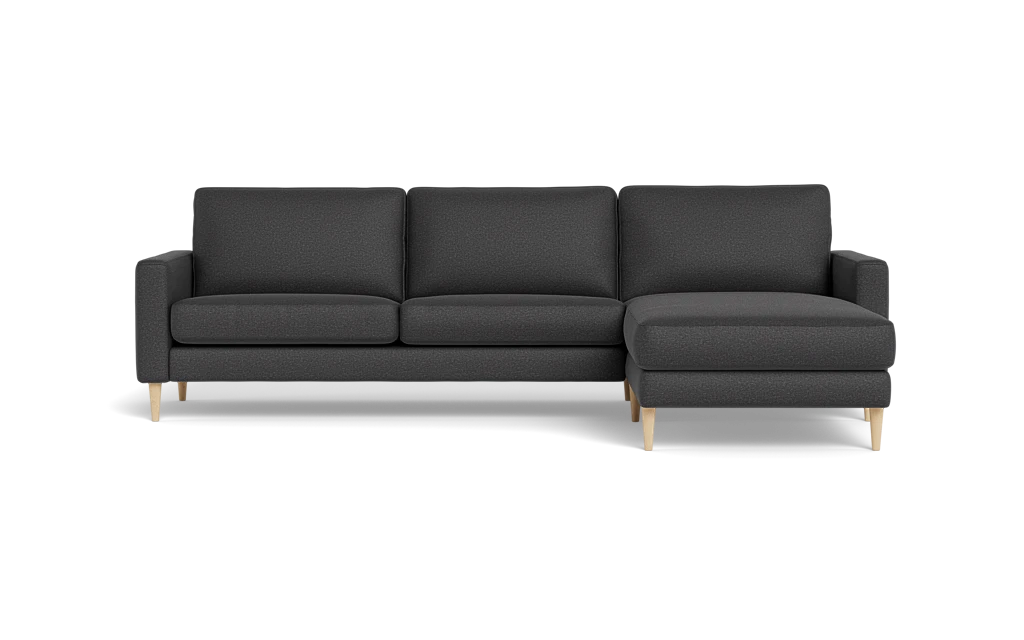 Symfoni sofa med chaiselong - Smalt armlæn - Oakland stof - Anthracite - Højrevendt