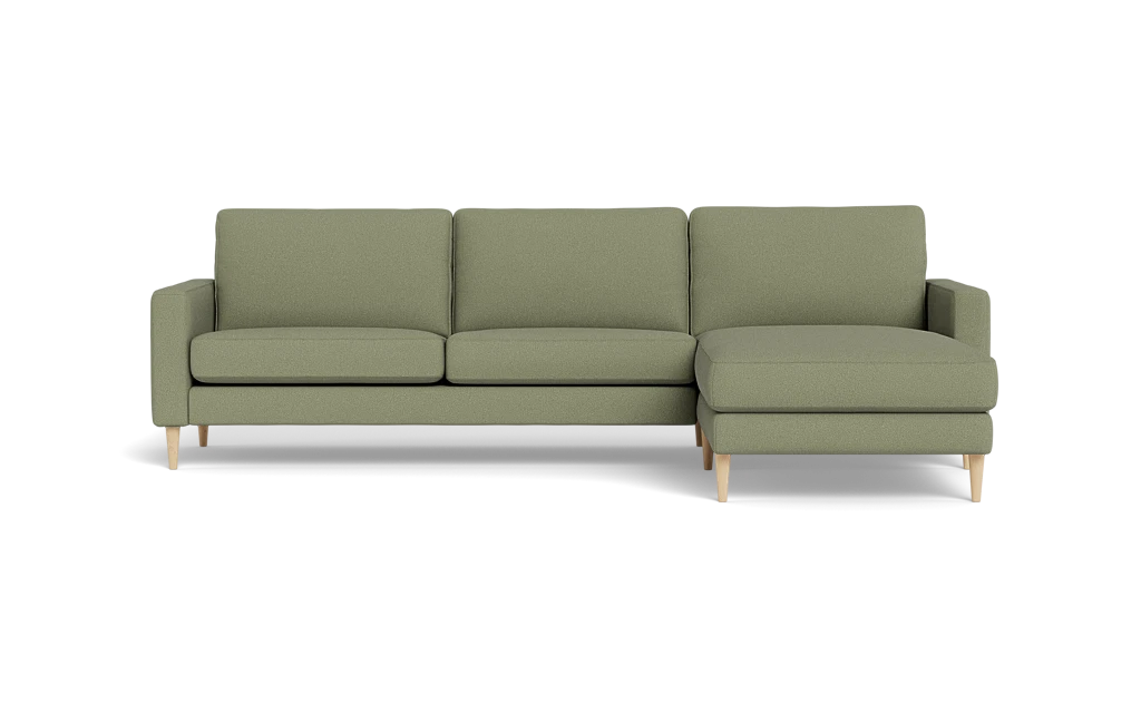 Symfoni sofa med chaiselong - Smalt armlæn - Bloq stof - Eucalyptus - Højrevendt