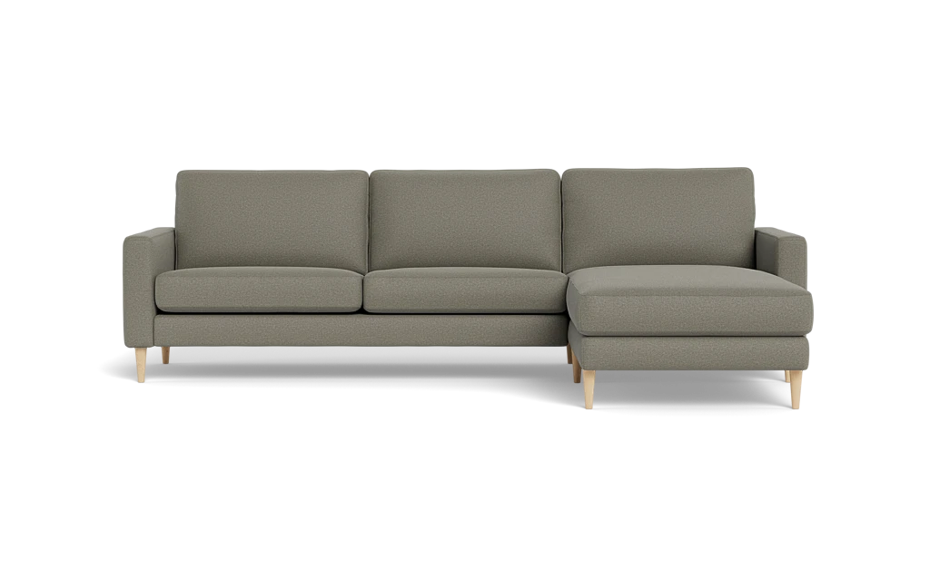 Symfoni sofa med chaiselong - Smalt armlæn - Oakland stof - Beige - Højrevendt