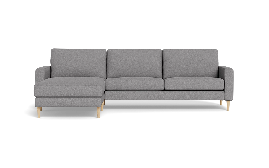 Symfoni sofa med chaiselong - Smalt armlæn - Bloq stof - Zinc - Venstrevendt