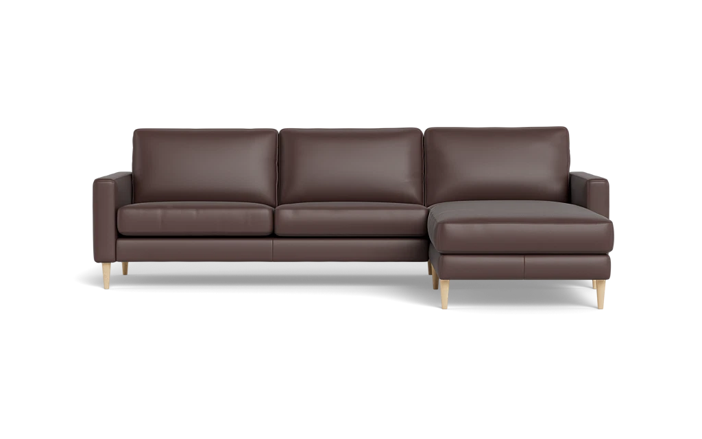 Symfoni sofa med chaiselong - Smalt armlæn - Anilux læder - Dark Brown - Højrevendt