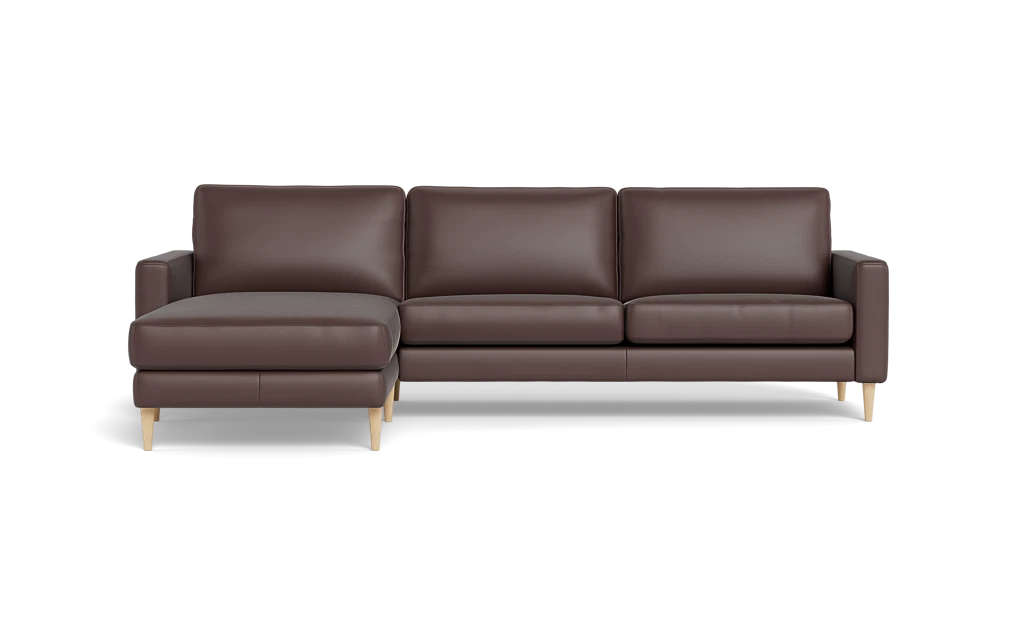 Symfoni sofa med chaiselong - Smalt armlæn - Anilux læder - Dark Brown - Venstrevendt