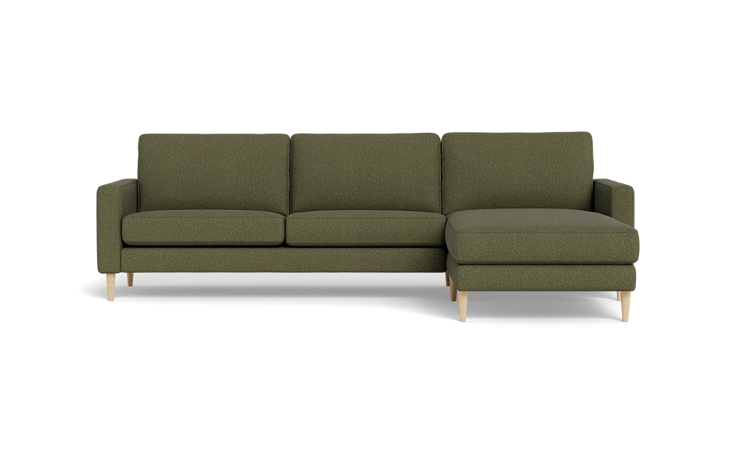 Symfoni sofa med chaiselong - Smalt armlæn - Brego stof - Green - Højrevendt