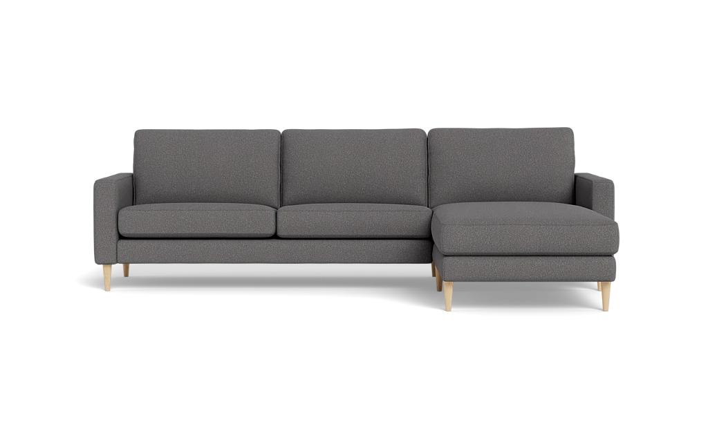 Symfoni sofa med chaiselong - Smalt armlæn - Brego stof - Anthracite - Højrevendt