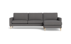 Symfoni sofa med chaiselong - Smalt armlæn - Brego stof - Anthracite - Højrevendt