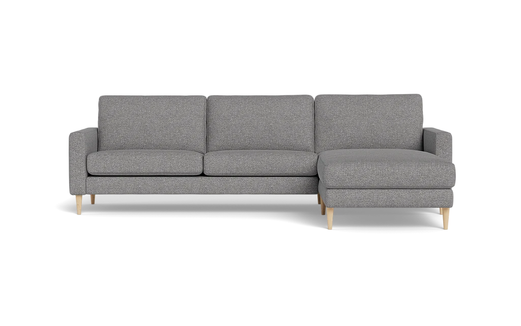 Symfoni sofa med chaiselong - Smalt armlæn - Chronotex stof - Zinc - Højrevendt