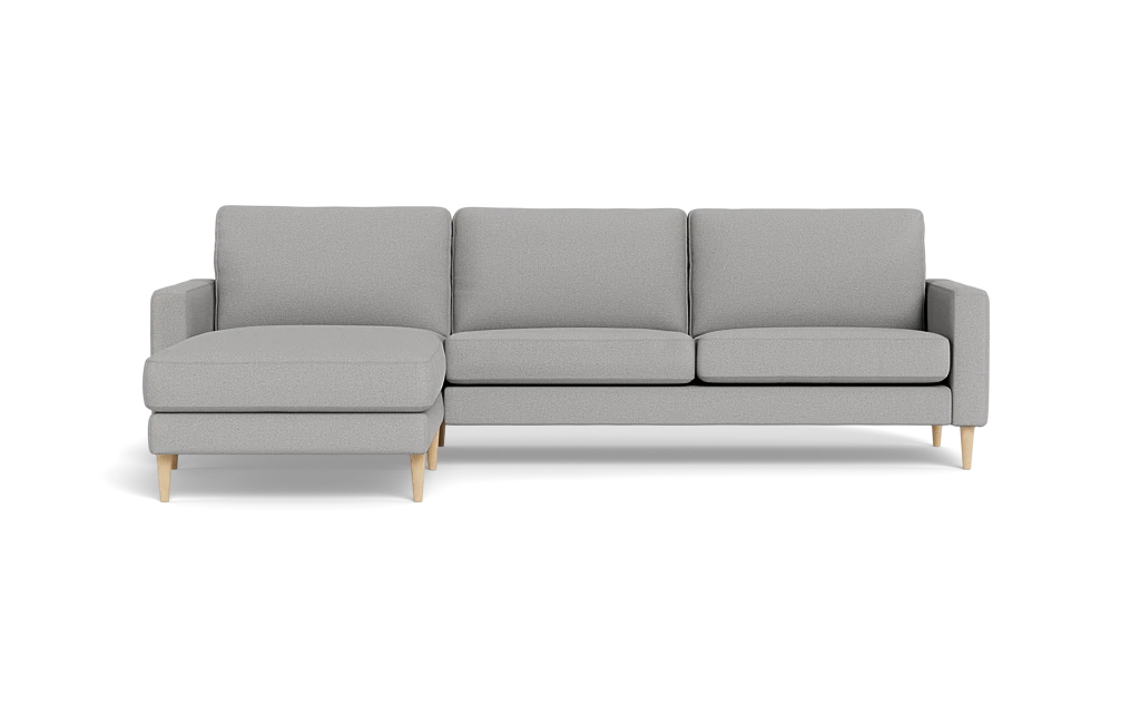 Symfoni sofa med chaiselong - Smalt armlæn - New Ocean stof - Light grey - Venstrevendt