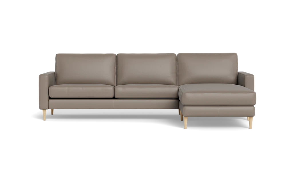Symfoni sofa med chaiselong - Smalt armlæn - Anilux læder - Grey - Højrevendt