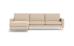 Symfoni sofa med chaiselong - Smalt armlæn - Bloq stof - Beige - Venstrevendt