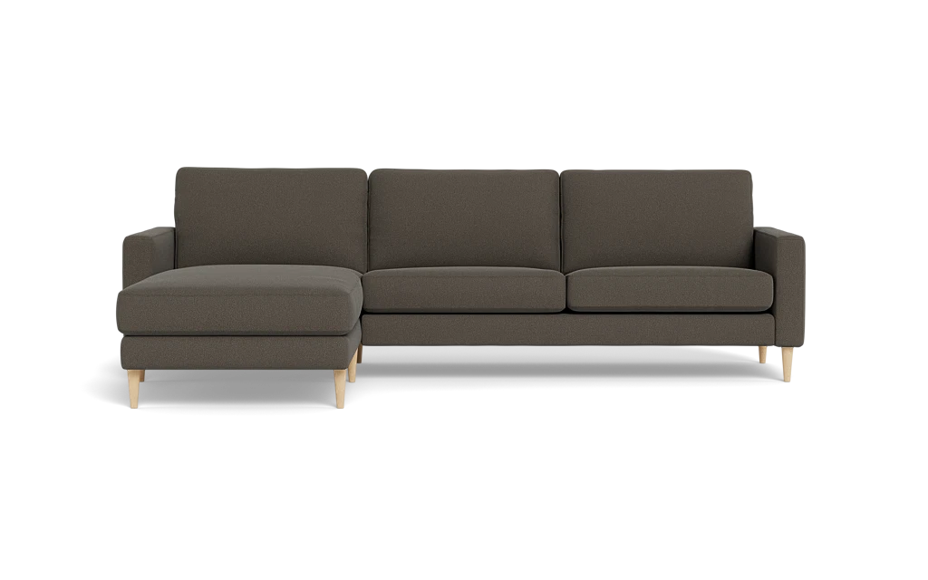 Symfoni sofa med chaiselong - Smalt armlæn - Bloq stof - Brown - Venstrevendt