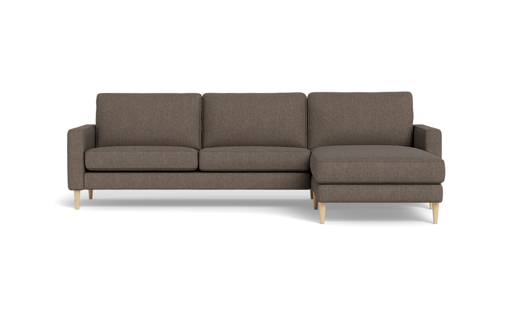 Symfoni sofa med chaiselong - Smalt armlæn - Vila stof - Light Brown - Højrevendt