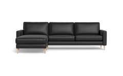 Symfoni sofa med chaiselong - Smalt armlæn - Anilux læder - Black - Venstrevendt