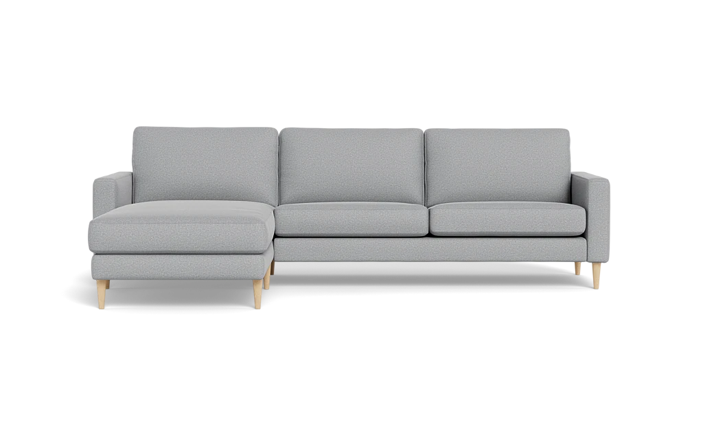 Symfoni sofa med chaiselong - Smalt armlæn - Oakland stof - Light Grey - Venstrevendt