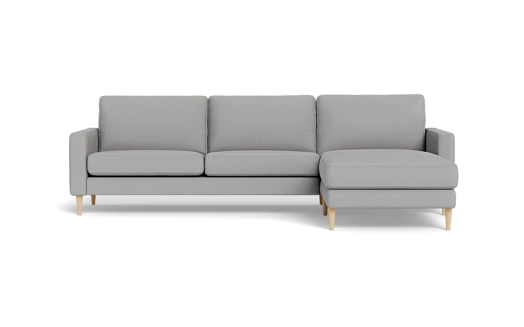 Symfoni sofa med chaiselong - Smalt armlæn - New Ocean stof - Light grey - Højrevendt