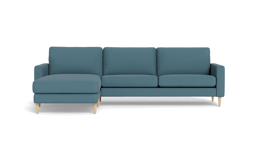 Symfoni sofa med chaiselong - Smalt armlæn - New Ocean stof - Dark turquise - Venstrevendt
