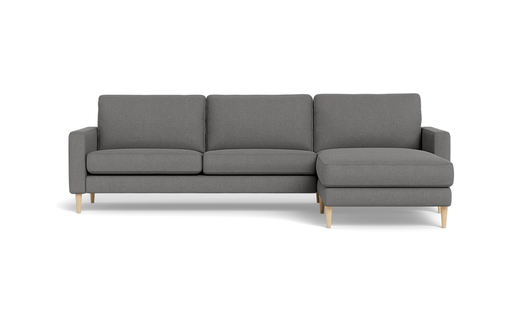 Symfoni sofa med chaiselong - Smalt armlæn - Rebel stof - Anthracite - Højrevendt