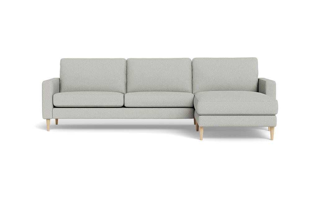 Symfoni sofa med chaiselong - Smalt armlæn - Bloq stof - Light Grey - Højrevendt