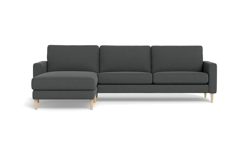 Symfoni sofa med chaiselong - Smalt armlæn - Bloq stof - Grey - Venstrevendt