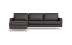 Symfoni sofa med chaiselong - Smalt armlæn - Soleda læder - Dark Brown - Venstrevendt