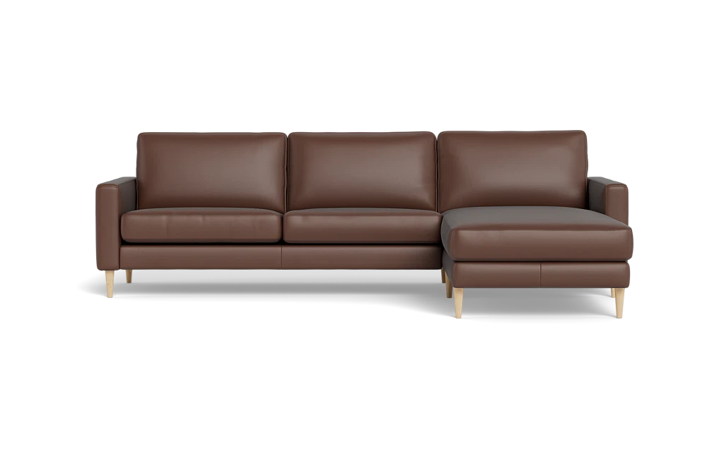 Symfoni sofa med chaiselong - Smalt armlæn - Anilux læder - Toffe - Højrevendt