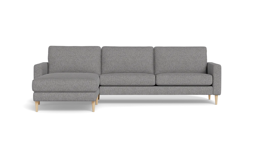 Symfoni sofa med chaiselong - Smalt armlæn - Chronotex stof - Zinc - Venstrevendt