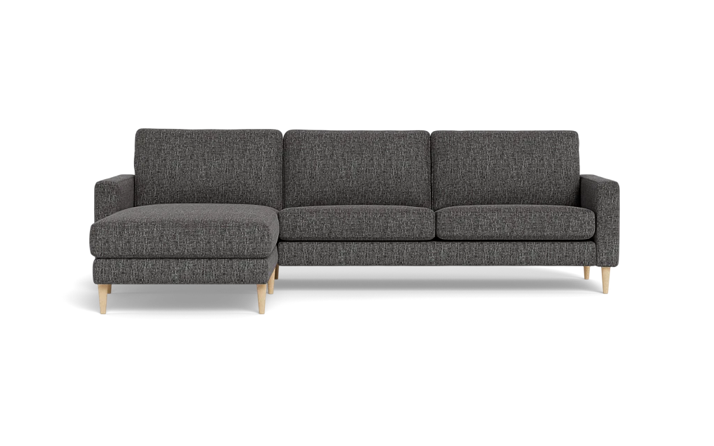 Symfoni sofa med chaiselong - Smalt armlæn - Chronotex stof - Graphite - Venstrevendt