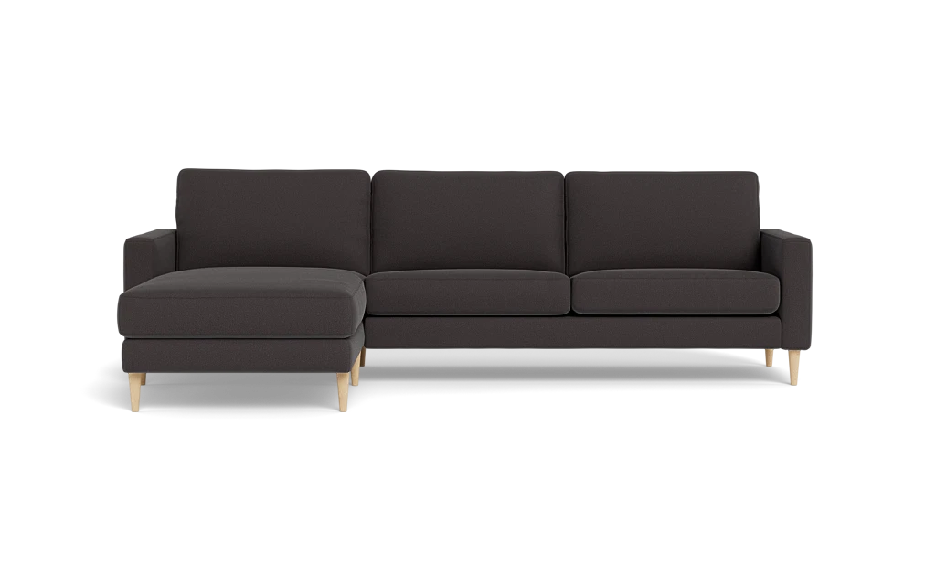 Symfoni sofa med chaiselong - Smalt armlæn - Bloq stof - Antracite - Venstrevendt