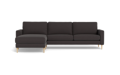 Symfoni sofa med chaiselong - Smalt armlæn - Bloq stof - Antracite - Venstrevendt