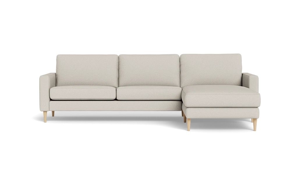Symfoni sofa med chaiselong - Smalt armlæn - Idaho stof - Light grey - Højrevendt
